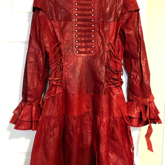 IMPERO LONDON | Red leatherCorset Dress/ Coat - Picture 3 of 6